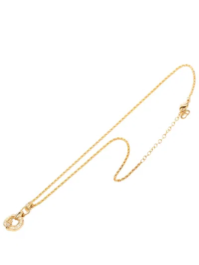 Pre-owned Dior 1990-2000 Gold Plated Strass Cd Logo Pendant Necklace Costume Necklace