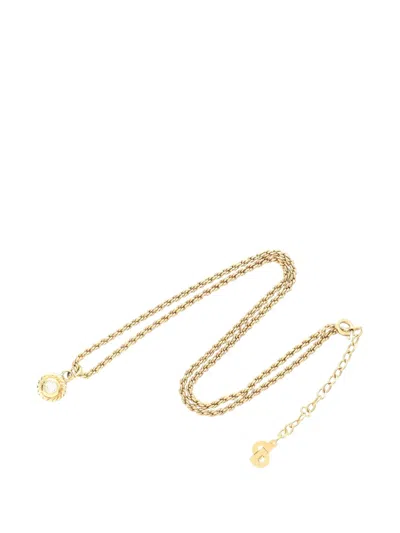 Pre-owned Dior 1990-2010 Gold Plated Strass Round Pendant Necklace Costume Necklace