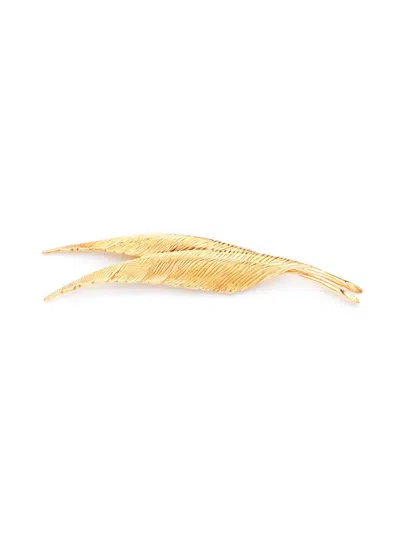 Pre-owned Dior 1990s-2000s Feather Brooch In Gold