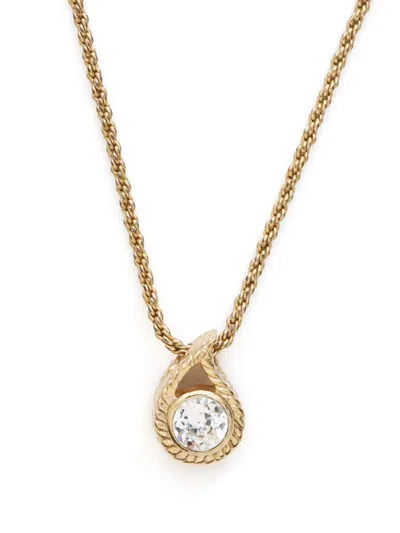 Pre-owned Dior 1990s-2000s Rhinestone Necklace In 金色