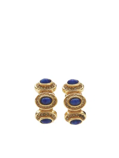 Pre-owned Dior 1990s Cabochon Clip-on Earrings In 金色