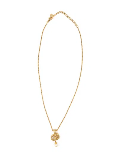 Pre-owned Dior 1990s Cd Knot-pendant Necklace In Gold