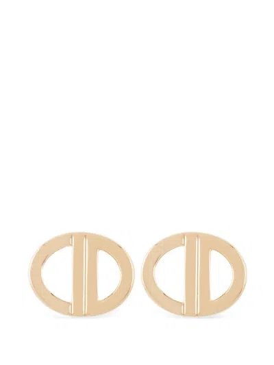 Pre-owned Dior 1990s Cd Logo Clip-on Earrings In Gold