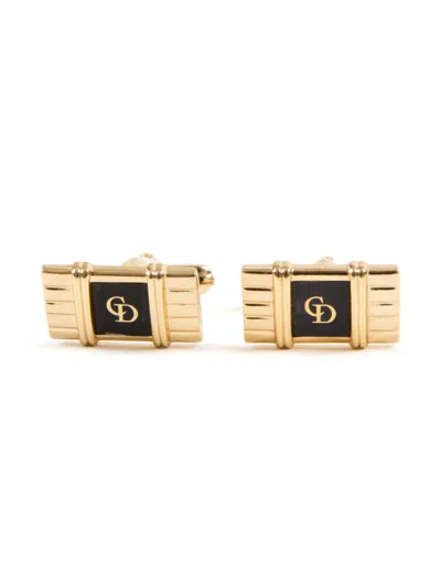 Pre-owned Dior 1990s Cd-logo Cufflinks In Gold