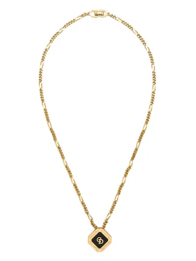 Pre-owned Dior 1990s Cd Logo-pendant Necklace In Gold