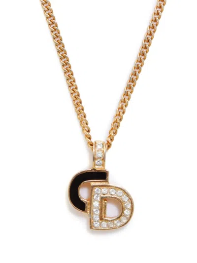 Pre-owned Dior 1990s Cd Pendant Necklace In Gold