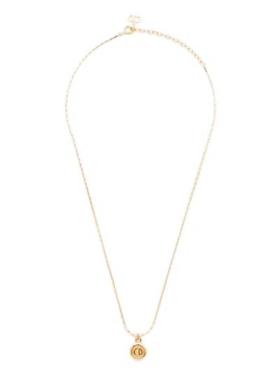 Pre-owned Dior 1990s Cd-pendant Necklace In Gold