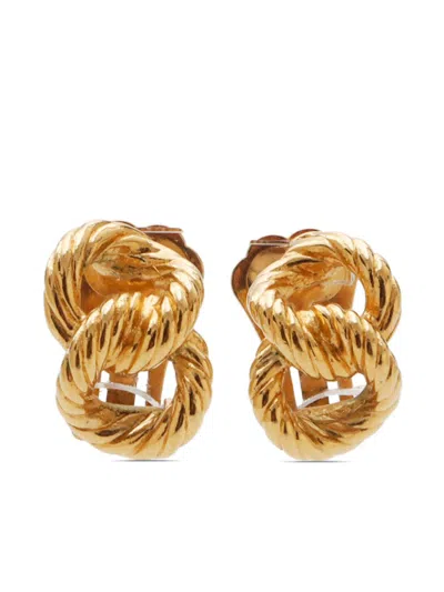 Pre-owned Dior 1990s Chain Clip-on Earrings In Gold