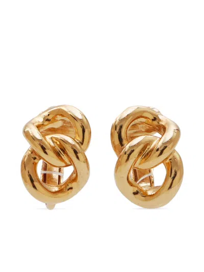 Pre-owned Dior 1990s Chain-link Clip-on Earrings In Gold