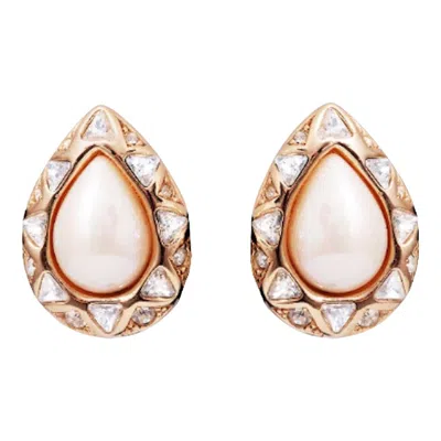 Pre-owned Dior 1990s Christian  Crystal And Pearl Tear Drop Earrings In Multi