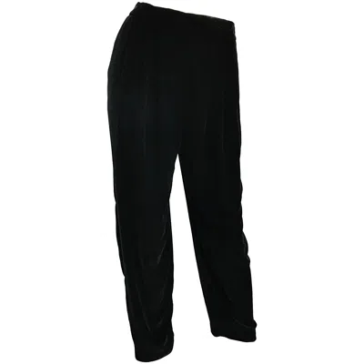 Pre-owned Dior 1990s Christian  Size 10 / 12 Black Silk Velvet Vintage Straight Leg Pants