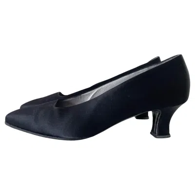 Pre-owned Dior 1990s Christian  Women's Black Satin Boutique Pumps Size 39.5