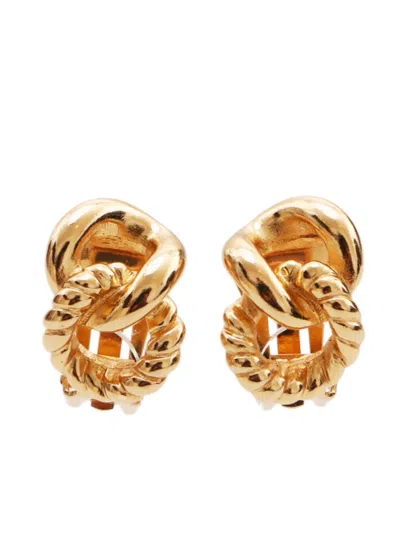 Pre-owned Dior 1990s Clip-on Earrings In Gold