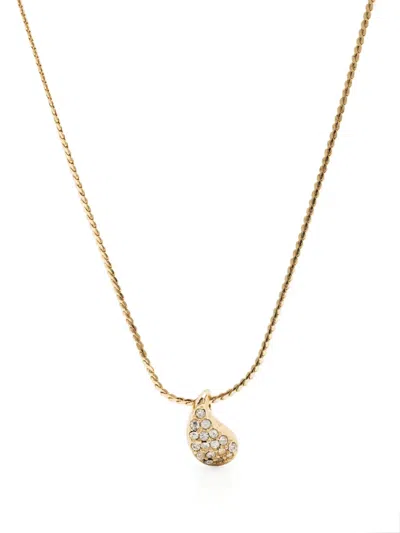 Pre-owned Dior 1990s  Crystal-embellished Pendant Nacklace In Gold