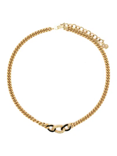 Pre-owned Dior 1990s Cuban-chain Necklace In Gold