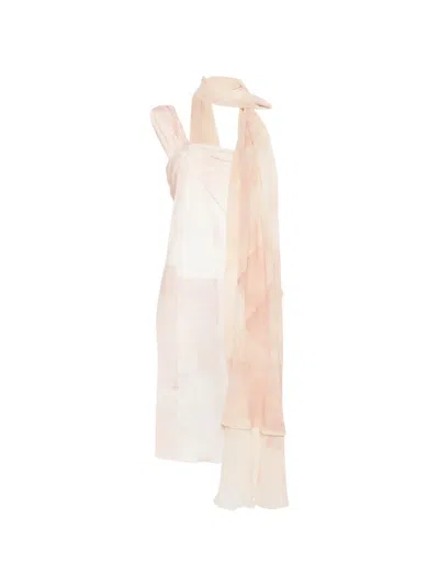 Pre-owned Dior 1990s Detached Scarf Midi Dress (set Of Two) In Pink