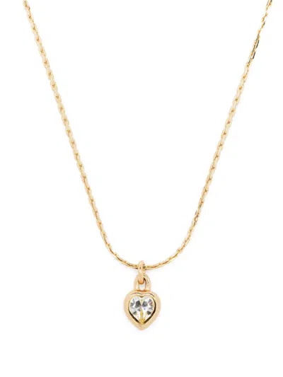 Pre-owned Dior 1990s Heart-pendant Necklace In Gold