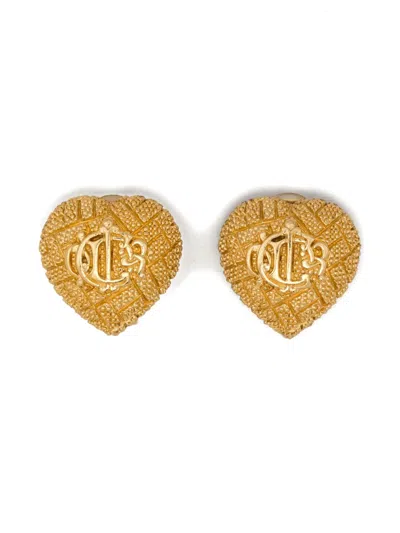 Pre-owned Dior 1990s Heart-shaped Stud Earrings In Gold