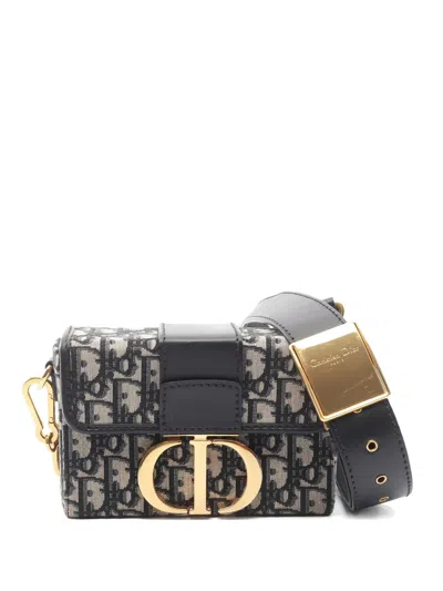 Pre-owned Dior 1990s Oblique Leather Shoulder Bag In Blue