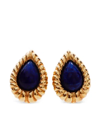 Pre-owned Dior 1990s Teardrop Clip-on Earrings In Gold