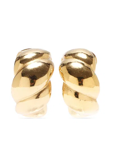 Pre-owned Dior 1990s Twisted Clip-on Earrings In Gold