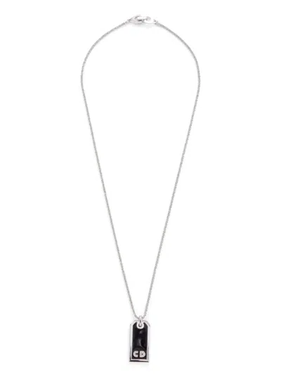 Pre-owned Dior 1993  Mark Brooch Necklace In Silver