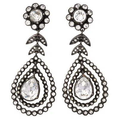 Pre-owned Dior 1997 Christian  Large Crystal Drop Earrings In Multi