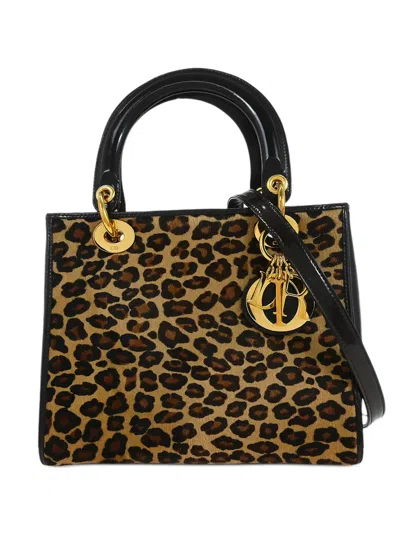 Pre-owned Dior 1997 Lady  Leopard-pattern Tote Bag In Neutral