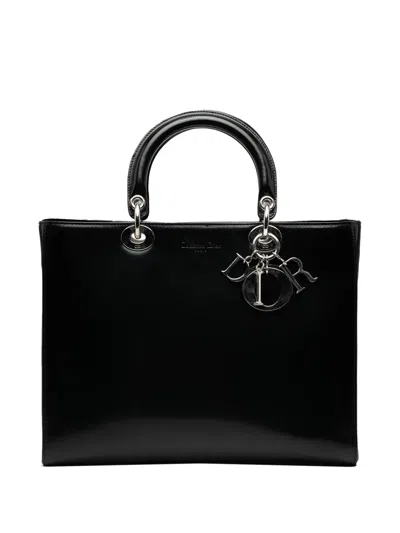 Pre-owned Dior 1997 Large Patent Lady  Satchel In Black