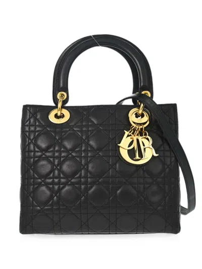 Pre-owned Dior 1997 Medium Lady  Cannage Tote Bag In Black