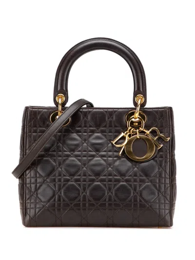 Pre-owned Dior 1997 Medium Lambskin Cannage Lady  Satchel