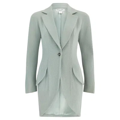 Pre-owned Dior 1998 Christian  Runway Documented Seafoam Green Elongated Jacket
