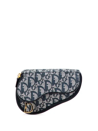 Pre-owned Dior 1998 Issimo Canvas Saddle Pouch In Blue