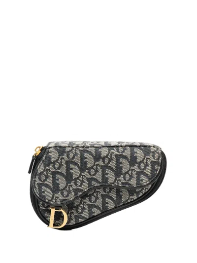 Pre-owned Dior 1998 Issimo Canvas Saddle Pouch In Blue