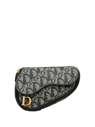 Pre-owned Dior 1998 Issimo Canvas Saddle Pouch In Blue