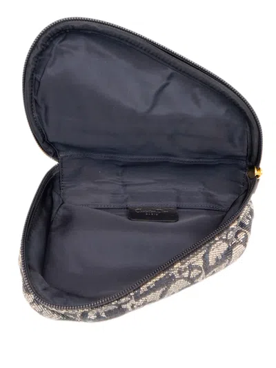 Pre-owned Dior 1998 Oblique Canvas Saddle Pouch In Blue