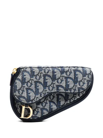 Pre-owned Dior 1998 Trotter Clutch Bag In Blue