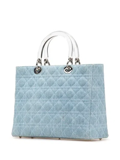 Pre-owned Dior 1999 Large Denim Cannage Lady  Satchel