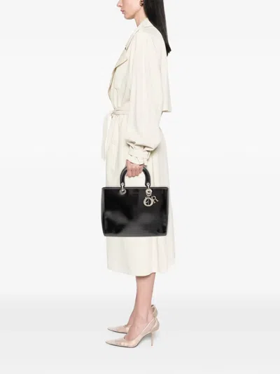 Pre-owned Dior 1999 Large Patent Lady  Satchel In Black