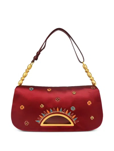 Pre-owned Dior 1999 Malice Beaded Sunburst Shoulder Bag In Red