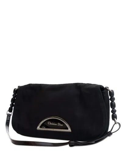 Pre-owned Dior 1999 Nylon Malice Flap Shoulder Bag In Black