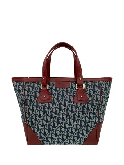 Pre-owned Dior 2000-2010 Issimo Trotter Canvas Zip Tote Bag In Red