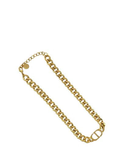 Pre-owned Dior 2000-2010 Gold Plated Cd Logo Chain Link Necklace Costume Necklace