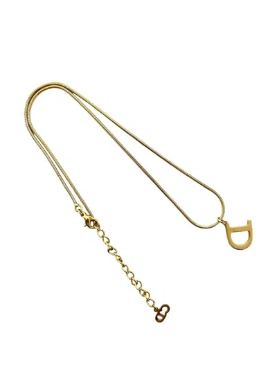 Pre-owned Dior 2000-2010 Gold Plated Cd Logo Pendant Necklace Costume Necklace