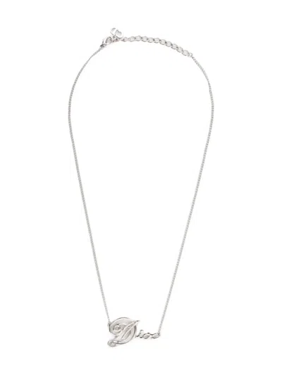 Pre-owned Dior 2000-2010 Logo-lettering Necklace In Silver