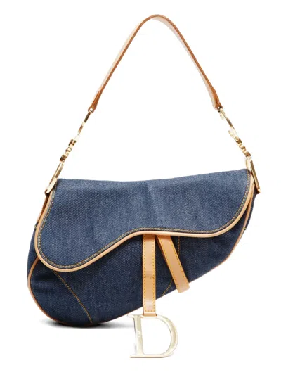 Pre-owned Dior 2000-2010 Saddle Denim Shoulder Bag In Blue