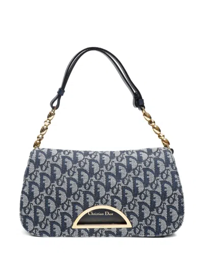 Pre-owned Dior 2000-2010s Maris Pearl Trotter Shoulder Bag In Blue