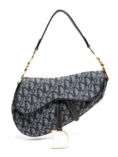 Pre-owned Dior 2000-2010s Trotter Saddle Bag In Blue