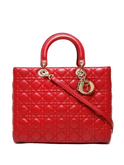 Pre-owned Dior 2000-2015 Large Lady Tote Bag In Red