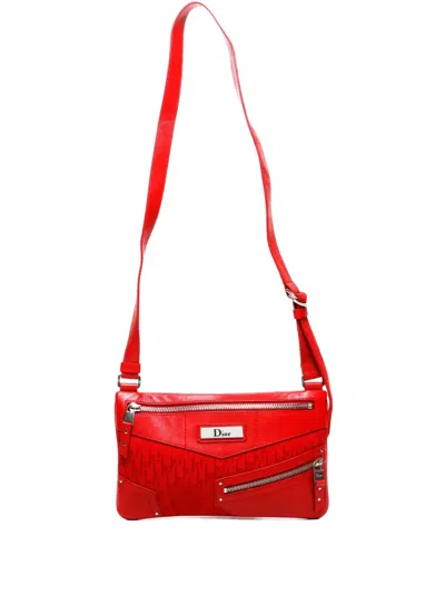 Pre-owned Dior 2000-2015 Trotter Monogram Shoulder Bag In Red